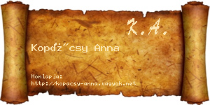 Kopácsy Anna névjegykártya