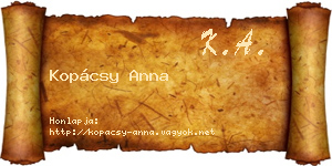 Kopácsy Anna névjegykártya