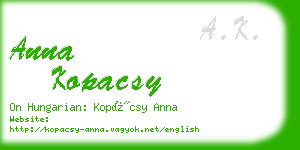 anna kopacsy business card